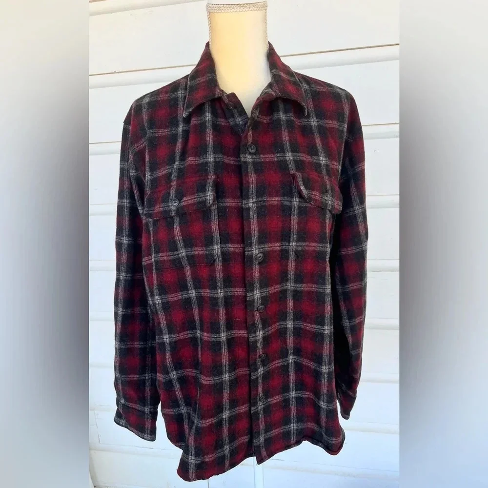 Woolrich Men’s 100% Wool Plaid Heavyweight Warm Flannel Size Large